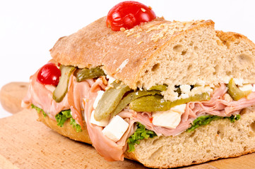 Fototapeta na wymiar Sandwich on the board