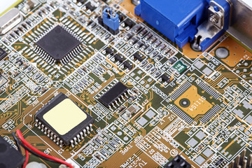 Close-up of electronic circuit board with processor