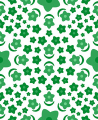 Green flower seamless vector pattern