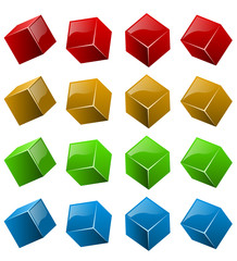 Color shiny 3D cubes isolated