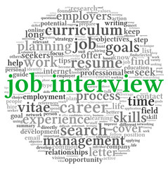 Job interview concept in word tag cloud