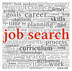 Job search concept in word tag cloud
