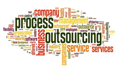 Process outsourcing concept in word tag cloud