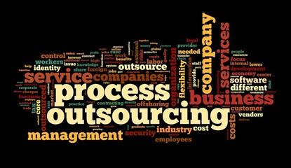 Process outsourcing concept in word tag cloud