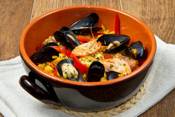 Paella, traditional spanish recipe