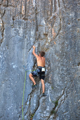 Climber on Sistiana rock, Trieste