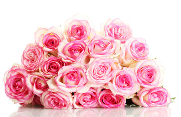 beautiful bouquet of pink roses isolated on white