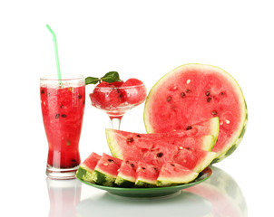 Refreshing desserts of watermelon isolated on white