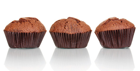 Fresh muffins isolated on white