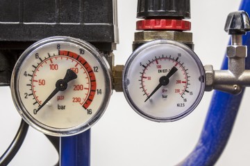 barometer in blue air compressors,white background