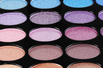 Bright eye shadows close-up