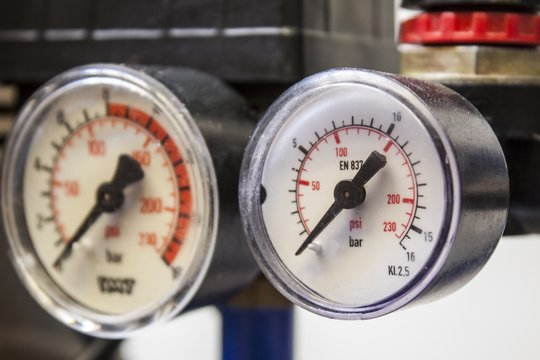 barometer in blue air compressors,white background
