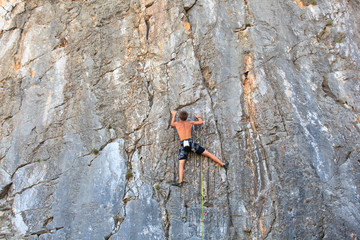 Climber on Sistiana rock, Trieste