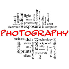 Fototapeta premium Photography word cloud concept black and red