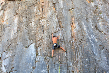 Climber on Sistiana rock, Trieste