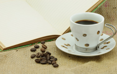 Coffee cup and coffee bean