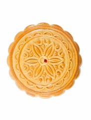 the round Chinese moon cake isolated on white background