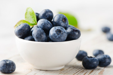 Blueberries on wooden table