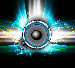 abstract Speakers bright background colorful wave music notes ve