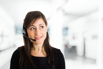 Woman using headset