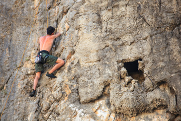 Climber on Sistiana rock, Trieste