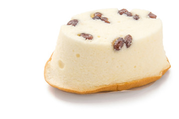 top view red bean cheese cake with clipping path