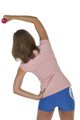 Frau mit hellblauer Sporthose