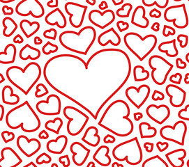 Red Hearts Seamless Pattern One Big