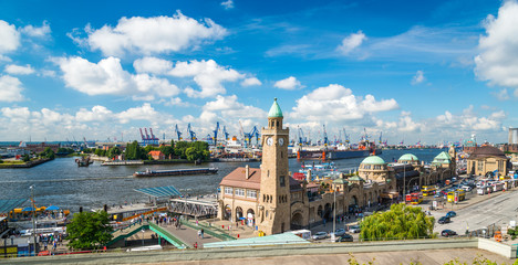 Hamburg Hafen Panorama - obrazy, fototapety, plakaty
