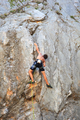 Climber on Sistiana rock, Trieste