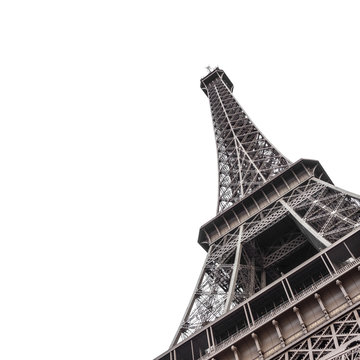 Fototapeta Eiffel Tower from bottom isolated on white background