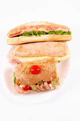 Three sandwichs isolated