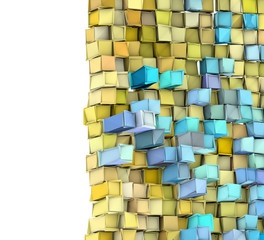 abstract 3d shape backdrop in yellow and blue