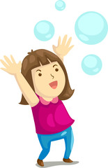 girl playig bubbles