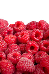Ripe raspberries fruit background. ²solated on white