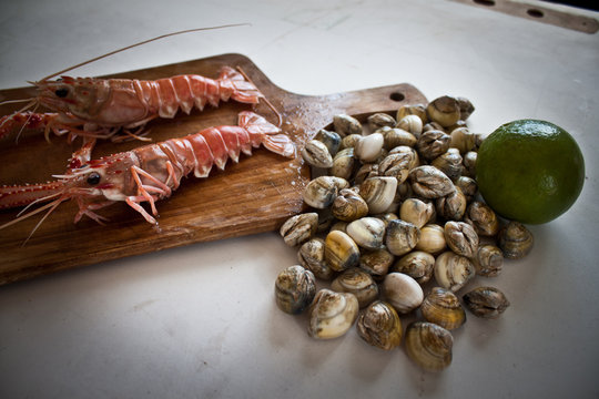 lagostas e mariscos