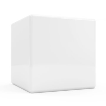 Blank White Cube isolated on white background