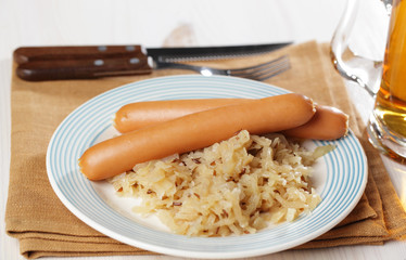 Sausages with Bavarian kraut