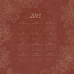 Vintage retro calender of 2013 new year vector eps 10