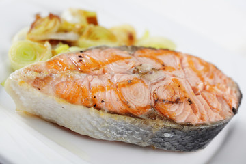 Roasted salmon steak