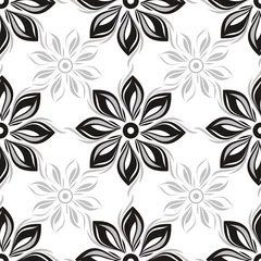 Cercles muraux Fleurs noir et blanc Fond de fleurs sans soudure