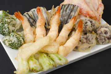 Tempura - Japanese deep fried prawns and assorted vegetables