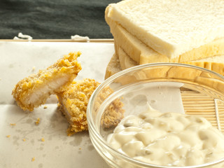 fried fish with bread
