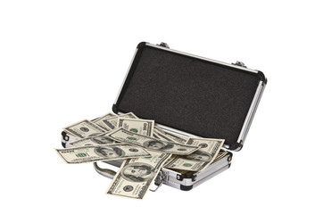 Case with dollars isolated
