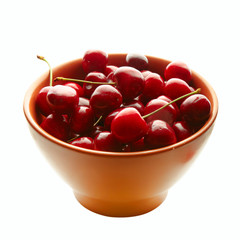 Sweet cherries in ceramic ware