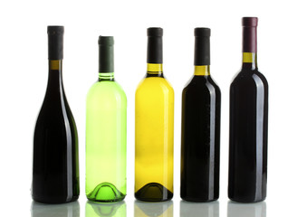 bottles of wine isolated on white