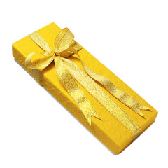 Gold gift box on white background