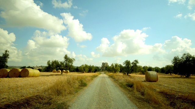 hay bales Tuscany field