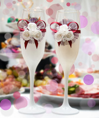 Wedding glasses for bride and groom.