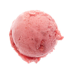 Einzelne Kugel Erdbeereis von oben